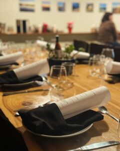 Close up of table set up for private event at Trailhead in Novato
