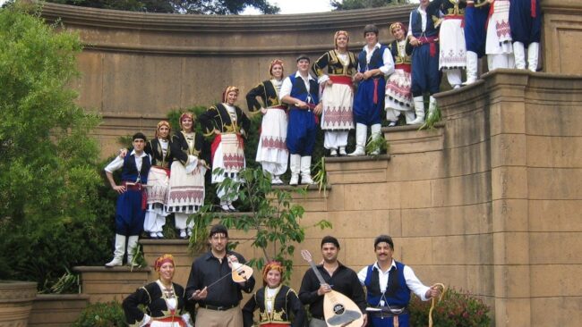 Marin Greek Festival workers standing and posing for picture