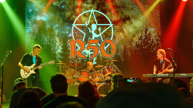 R50 band performing live in Novato, California