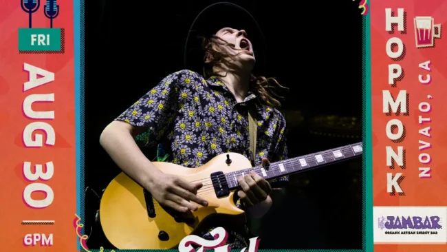 Taj Farrant playing guitar live on stage